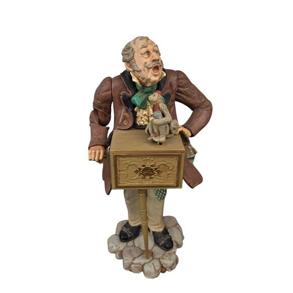 Vtg 1982 Hallmark Musical Organ Grinder & Monkey Santa Lucia Figurine 8.5" WORKS - Picture 2 of 14